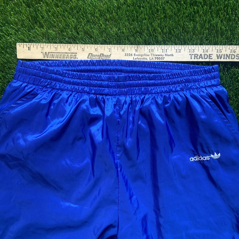 Vintage Adidas Blue Trefoil Leaf Logo Basketball Track Pants Sweat Sz Large - Picture 13 of 16